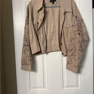 Tan Lace Sleeve Women's Jacket